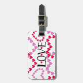 小さなハートピンク赤の愛 ラゲッジタグ (正面縦)