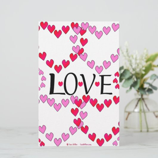 小さなハートピンク赤の愛 便箋 (スタンド正面)