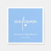 小さなハートブルー紙ナプキンスforボーイシャワー スタンダードカクテルナプキン (正面)