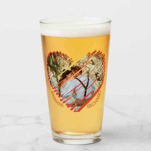 小さなハート写真の名前がある タンブラーグラス (ドリンク正面)