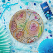 小さなハート大きな花 ペーパープレート (パーティー)