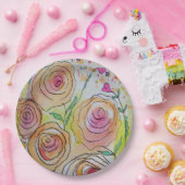 小さなハート大きな花 ペーパープレート (パーティー)