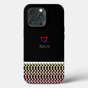 小さなハート模様のリピートボーダー レインボー iPhone 13 PROケース