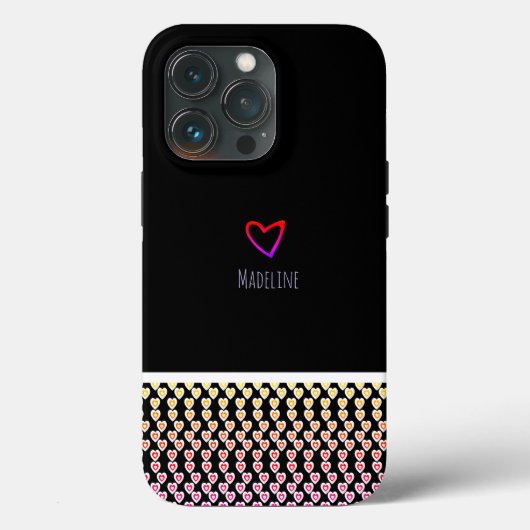 小さなハート模様のリピートボーダー レインボー Case-Mate iPhoneケース (裏面)
