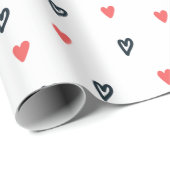 小さなハート赤と黒のバレンタインデー ラッピングペーパー (ロールコーナー)