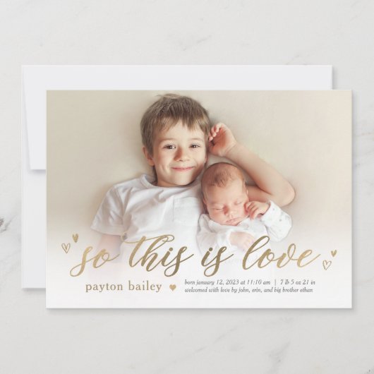 小さなハート、これはラブ・バース・アナウンス シーズンカード (正面)