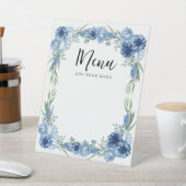 小さなバタフライブルーのフローラ素朴メニューポスター 台座サイン (インサイチュ)