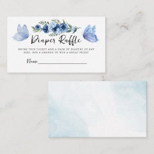 小さなバタフライブルーフローラおむつラッフル エンクロージャーカード