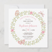 小さなバタフライボホコテージコアベビーシャワー 招待状 (正面)