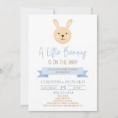小さなバニーが行く！ブルーベビーシャワー 招待状 (正面)