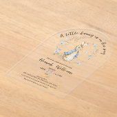 小さなバニーが途中の赤ちゃんシャワー招待状 アクリル招待状 (レイダウン)