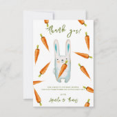 小さなバニーとニンジンの赤ちゃん感謝していシャワー- you サンキューカード (正面)