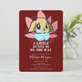 小さなバニーのかわいいバーガンディの赤ちゃんシャワー 招待状 (スタンド正面)