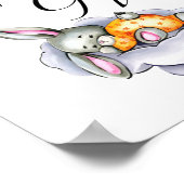 小さなバニーのカードとギフトのサイン ポスター (角)