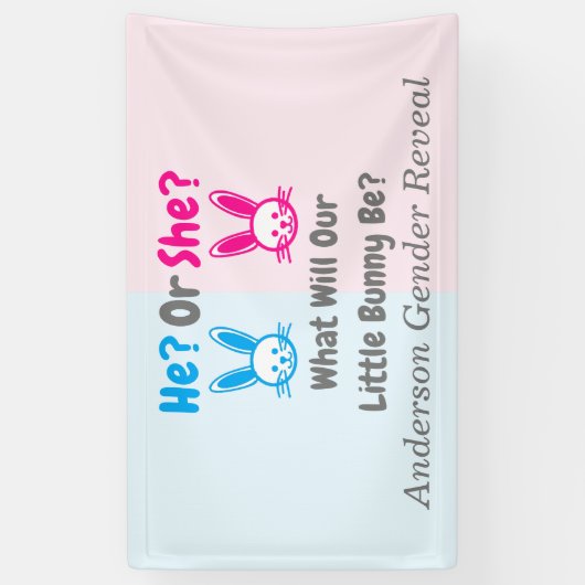 小さなバニーのジェンダーが明らかにする 横断幕 (縦)