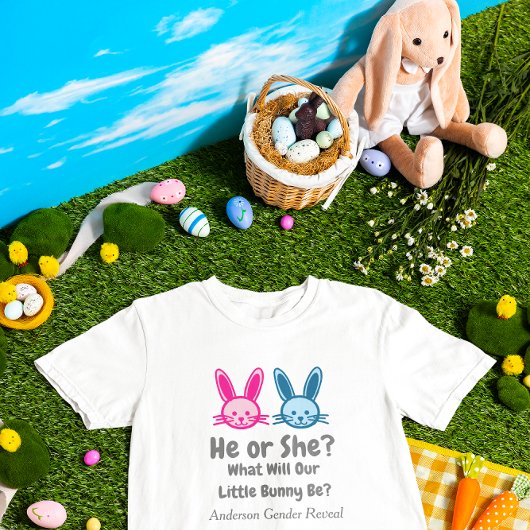 小さなバニーのジェンダーが明らかにする Tシャツ