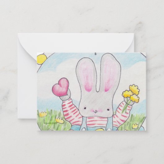 小さなバニーのバレンタイン ノートカード (正面)