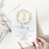 小さなバニーのワイルドフラワーベイビーシャワー 招待状