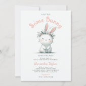 小さなバニーのワイルドフラワーベビーガールシャワー 招待状 (正面)