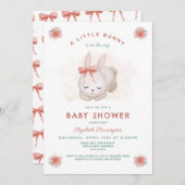 小さなバニーの女の子の赤ちゃんシャワー 招待状 (正面/裏面)
