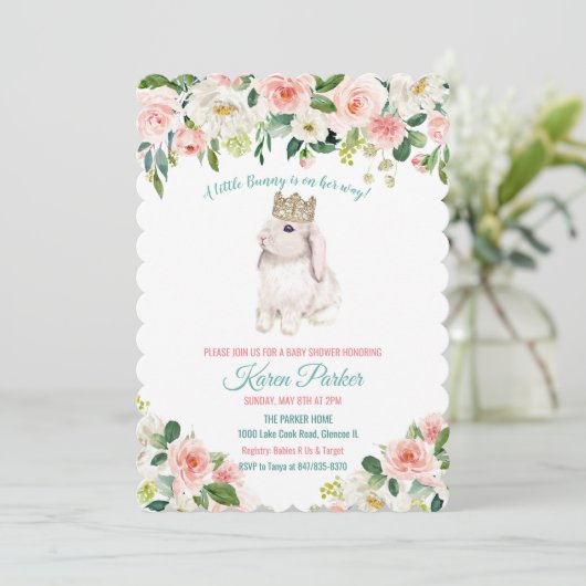 小さなバニーの水色のベビーシャワー招待状 招待状 (スタンド正面)