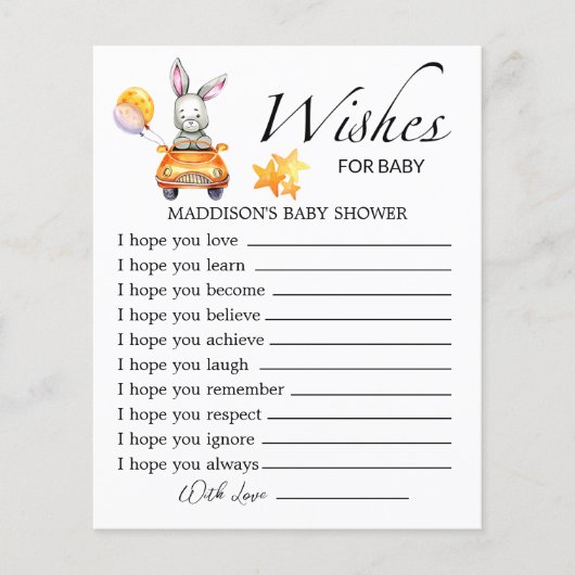 小さなバニーの赤ちゃんシャワーがベビーを願う (正面)