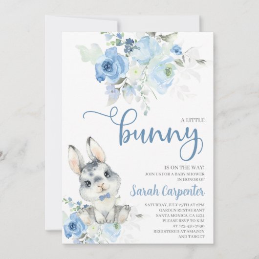 小さなバニーの赤ちゃんシャワーボーイ招待状 招待状 (正面)