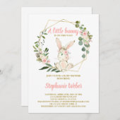 小さなバニーの赤ちゃんシャワー女の子招待状 招待状 (正面/裏面)