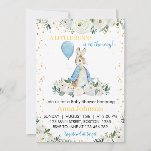 小さなバニーの赤ちゃんシャワー招待状 招待状 (正面)