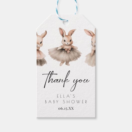 小さなバニーの赤ちゃんシャワー ギフトタグ (正面)