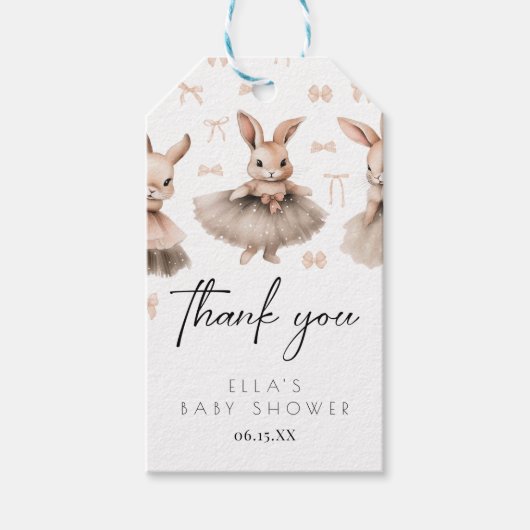 小さなバニーの赤ちゃんシャワー ギフトタグ (正面)