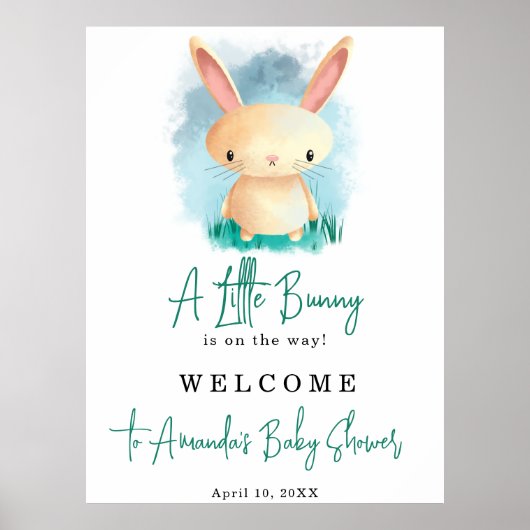 小さなバニーの赤ちゃんシャワー ポスター (正面)