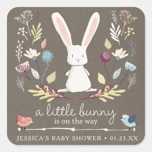 小さなバニーの赤ん坊のシャワーの恩恵 スクエアシール (正面)