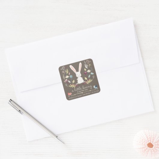 小さなバニーの赤ん坊のシャワーの恩恵 スクエアシール (封筒)