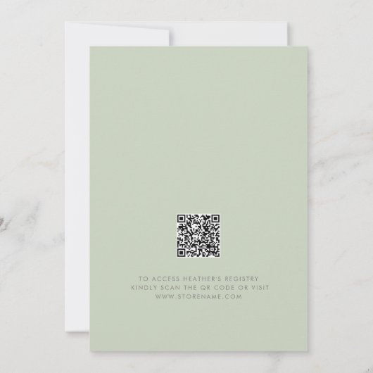 小さなバニーエレガントセージ緑の赤ちゃんシャワー 招待状 (裏面)