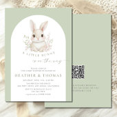 小さなバニーエレガントセージ緑の赤ちゃんシャワー 招待状