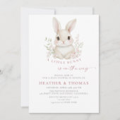 小さなバニーエレガントQRベビーシャワー 招待状 (正面)
