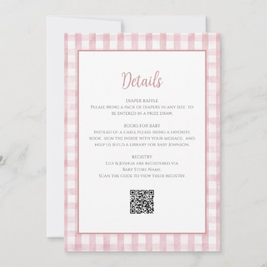 小さなバニーピンクの女の子の赤ちゃんシャワーすべて1つ 招待状 (裏面)