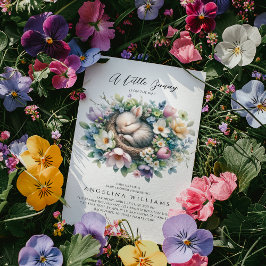 小さなバニーフローラベビーガールシャワー 招待状