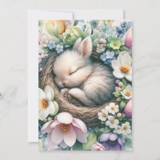 小さなバニーフローラベビーガールシャワー 招待状 (裏面)