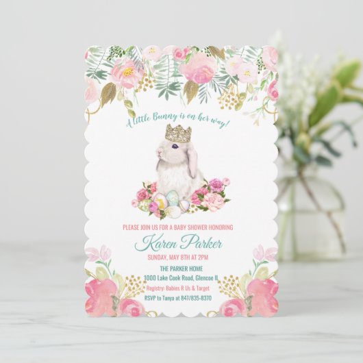 小さなバニーフローラベビーシャワー招待状 招待状 (スタンド正面)