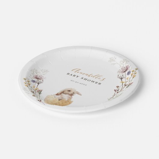小さなバニー復活祭の赤ちゃんシャワー ペーパープレート (アングル)