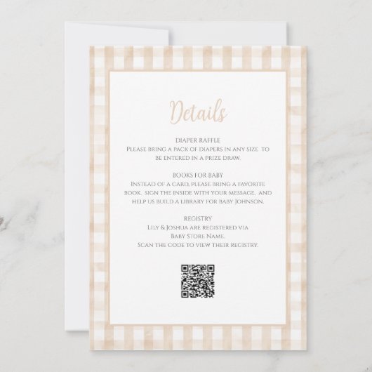 小さなバニー男女兼用の赤ん坊のシャワー 招待状 (裏面)