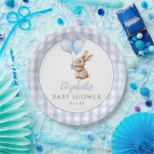 小さなバニー青いバルーン男の子の赤ちゃんシャワー ペーパープレート (パーティー)