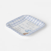 小さなバニー青いバルーン男の子の赤ちゃんシャワー ペーパープレート (傾斜あり)