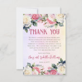 小さなバラが途中のフローラの赤ちゃんシャワー サンキューカード (正面)