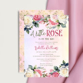 小さなバラが途中のフローラの赤ちゃんシャワー 招待状