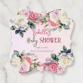 小さなバラの女の子フローラダマスクベビーシャワー フェイバータグ (正面)