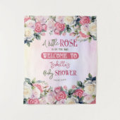 小さなバラフローラガールベビーシャワー背景 タペストリー (正面)