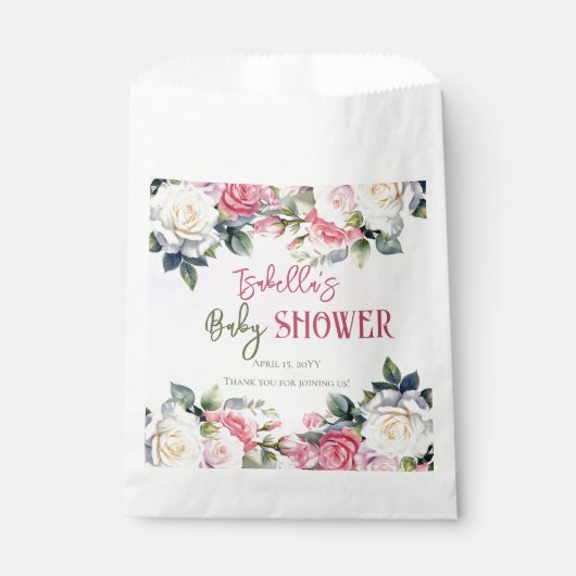 小さなバラフローラ女の子の赤ちゃんシャワーありがとう フェイバーバッグ (正面)